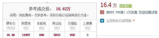 vv6落地多少钱 wey vv6落地最低仅需15.64万