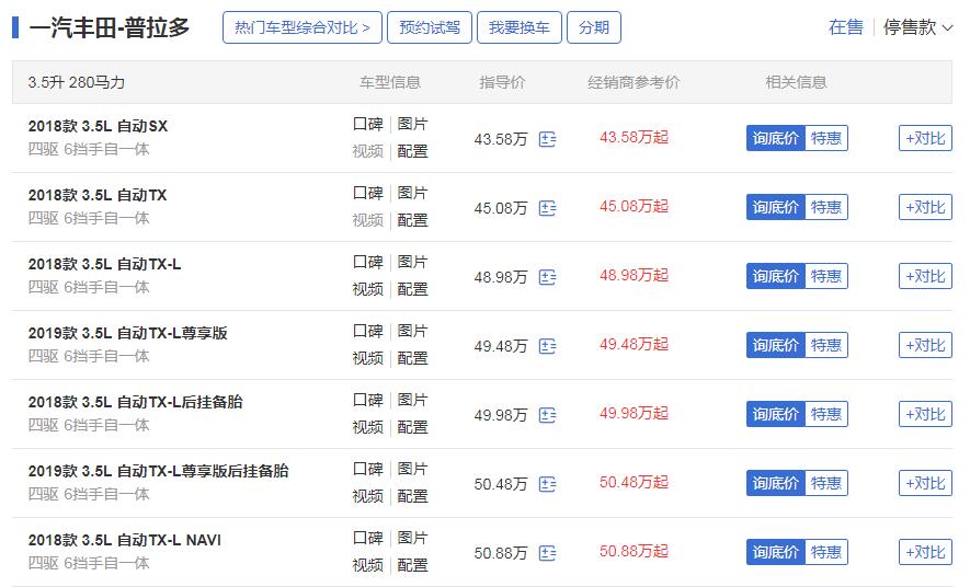 丰田普拉多报价 2018款国产普拉多最低价仅需43.58万