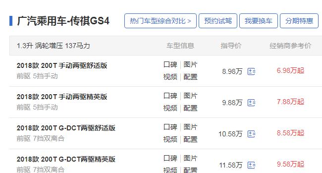 广汽传祺gs4多少钱一辆 广汽传祺GS4最低落地价仅需8.27万