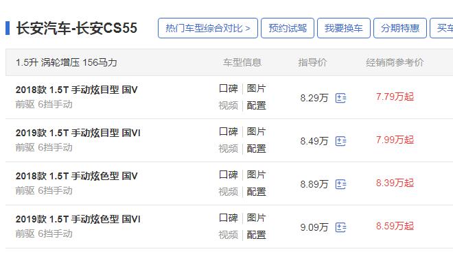 长安cs55新款 2020款长安CS55外观升级配置增强售价或9万起