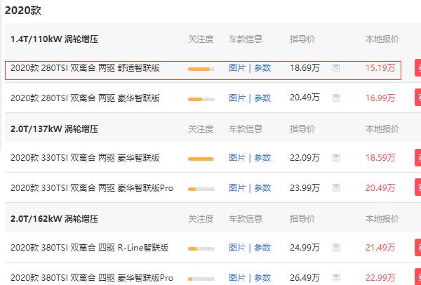 大众探岳落地价是多少 大众探岳到手价格是17.31万元