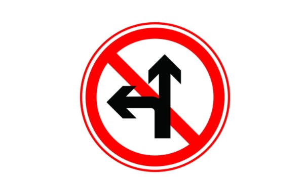禁止直行和向左转弯标志