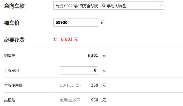 瑞虎3价格及参数 瑞虎3最低价多少钱(起售5.99万)