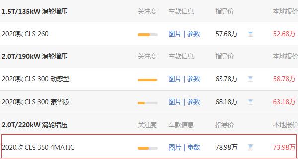 奔驰cls350多少钱一辆 奔驰cls优惠后落地价为82.63万