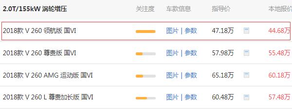 奔驰商务车七座v260多少钱 奔驰v260实际价格为50万