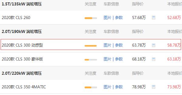奔驰cls300报价多少 奔驰cls300落地价格为65.76万元（优惠5万）