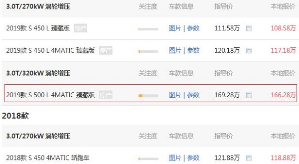 奔驰s500报价迈巴赫 奔驰s500价格169.28万（优惠3万落地199.91万）