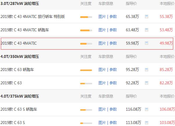 奔驰c63amg多少钱一辆 优惠10万后到手56.1万元