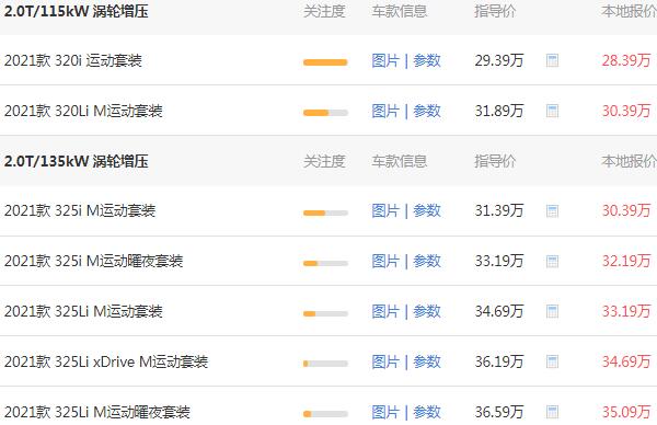 宝马320报价多少钱 宝马320落地价格为31.84万元