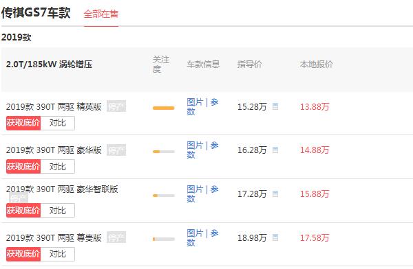 传祺gs7价格多少钱 落地价最低仅需15.24万元