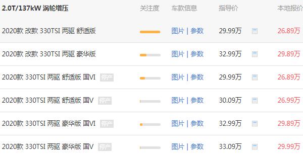 大众途昂2020款报价 大众途昂实际落地价格30.27万