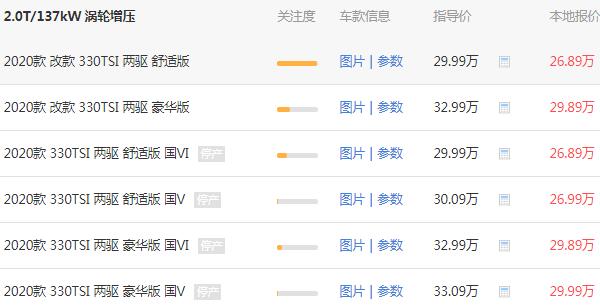 大众途昂2020款报价 大众途昂实际落地价格30.27万