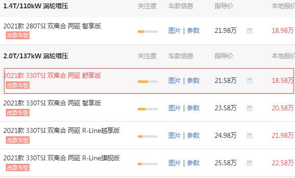 大众途观330tsi价格多少 大众途观330tsi实际购车价格为21.07万元