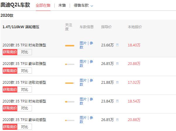 奥迪q2l报价多少钱一辆 落地价最低仅为18.65万