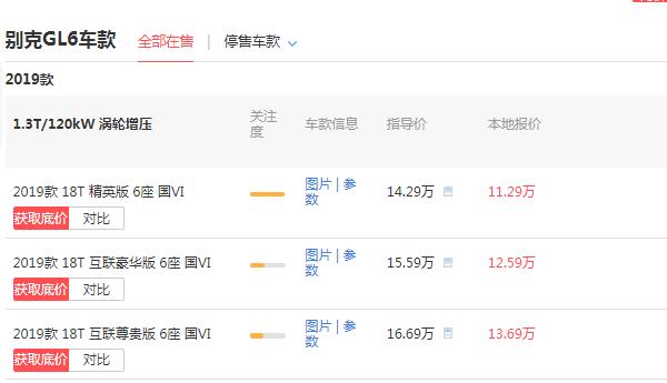 gl6别克报价多少钱 裸车价最低不足11.3万元