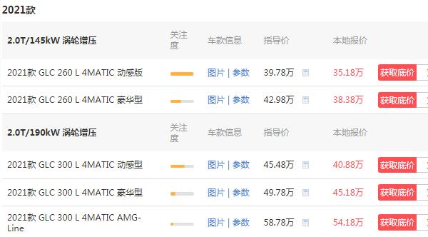 奔驰glc260最低多少钱 奔驰glc260最低售价35万元