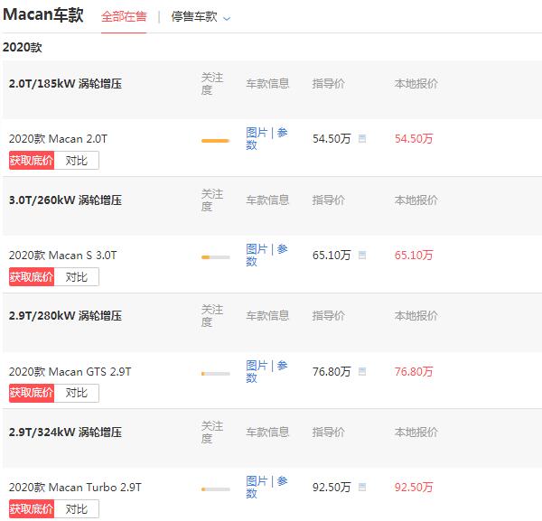 保时捷卡宴50万左右 实际为保时捷Macan/售价54.5万全系标配全时四驱