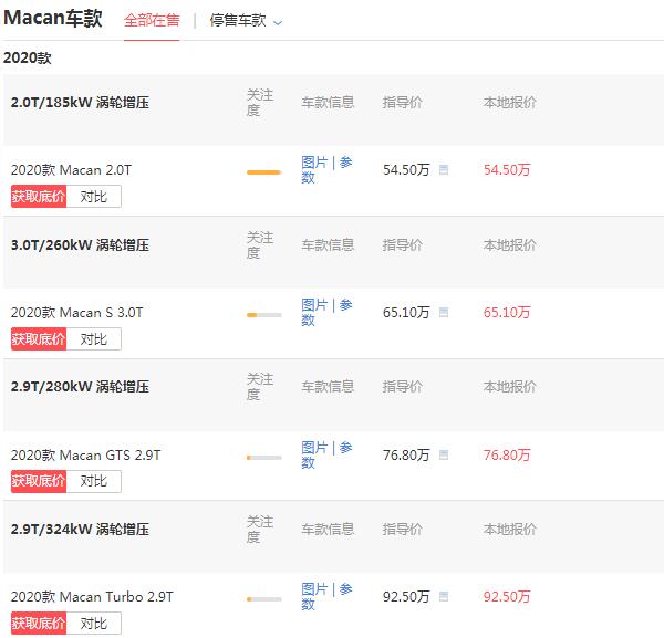 保时捷卡宴50万左右 实际为保时捷Macan/售价54.5万全系标配全时四驱