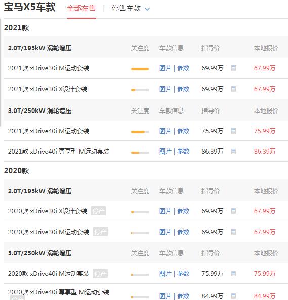 宝马x5价格多少 售价67.99万全系搭载四驱系统