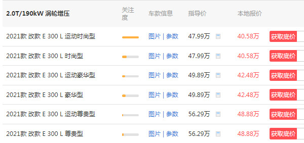 奔驰e300l报价多少钱 2021款奔驰e300l售价40万