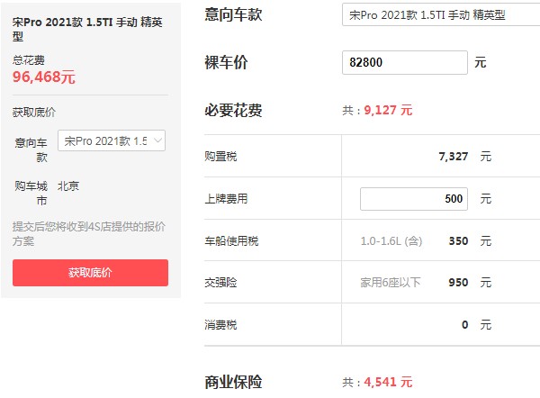 比亚迪宋pro售价2021款 比亚迪宋pro最新报价(新款仅售8万)