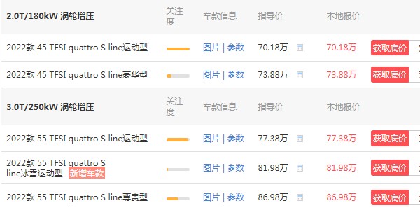 奥迪q7车报价 奥迪q7多少钱一辆(2022款售价70万)