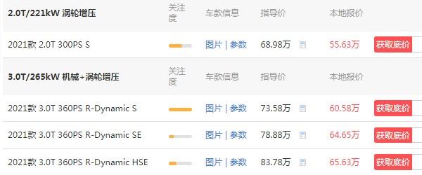 路虎发现最低配多少钱 2021款最低售价55万(百公里加速仅6.5秒)