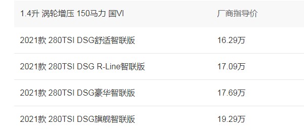 速腾2021款1.4t舒适版落地价 2021款1.4t舒适版落地18万