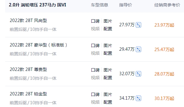 凯迪拉克CT5价格表及图片 2022新款售价27万元（分期首付最低10万元）