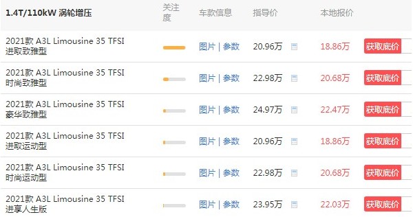 奥迪a3价格及图片 报价 2022款奥迪a3仅售18万