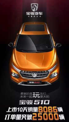 2017年2月宝骏510 SUV订单销量超2.5万