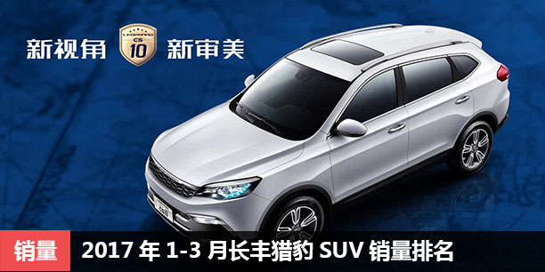  2017年1-3月长丰猎豹SUV销量排名 