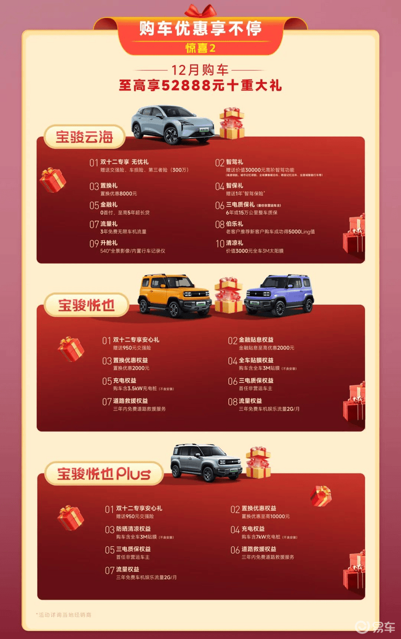 宝骏汽车推出12月购车政策 至高优惠52888元